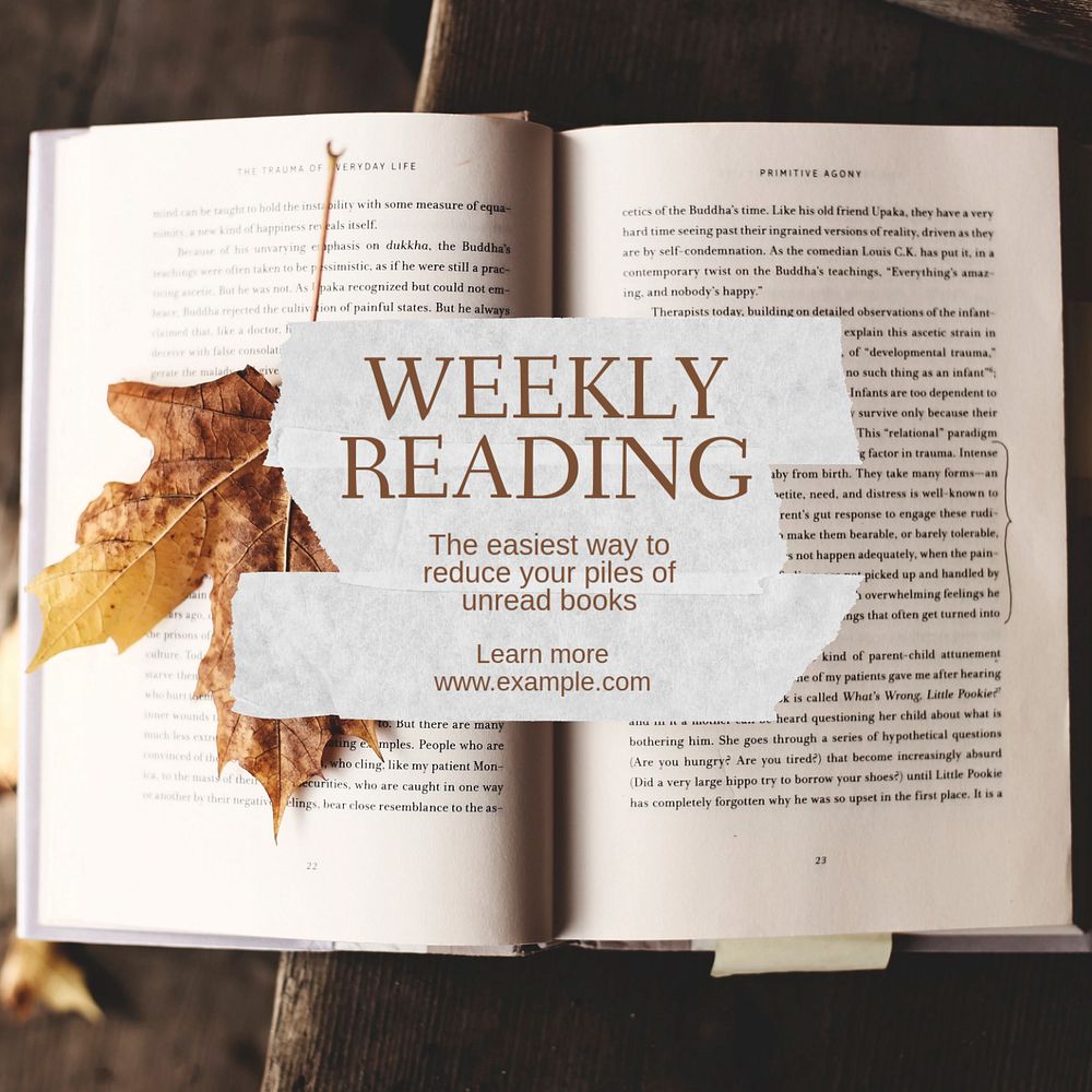 Weekly reading Instagram post template, editable text