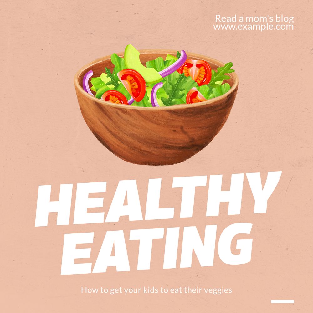 Healthy eating Instagram post template, editable text