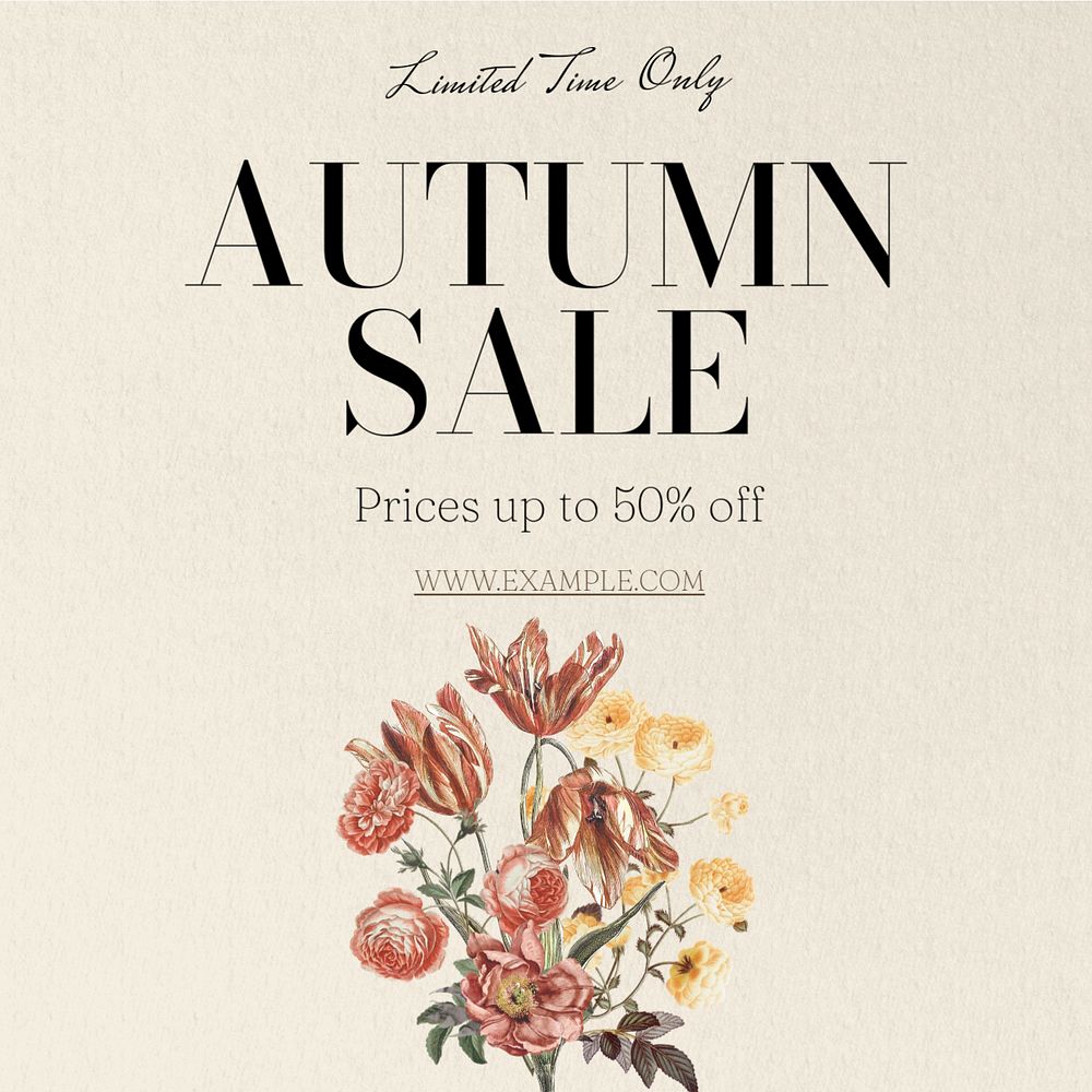 Autumn sale Instagram post template, editable text