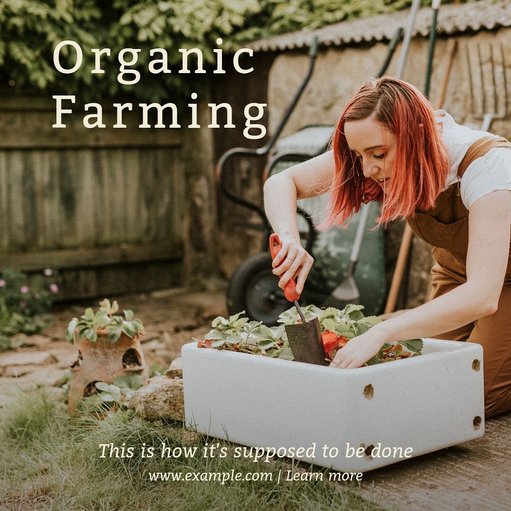 Organic farming Instagram post template, editable text