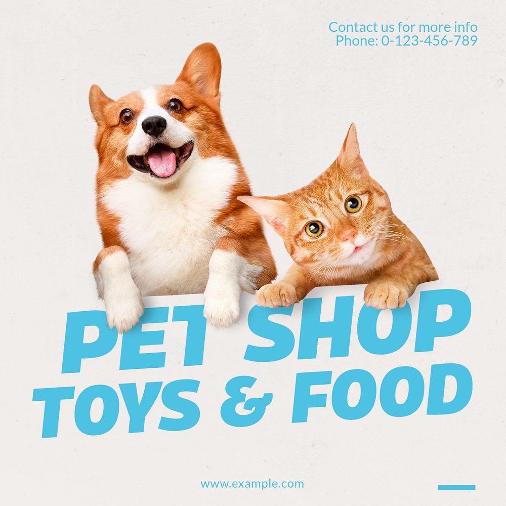 Pet shop Instagram post template, editable text