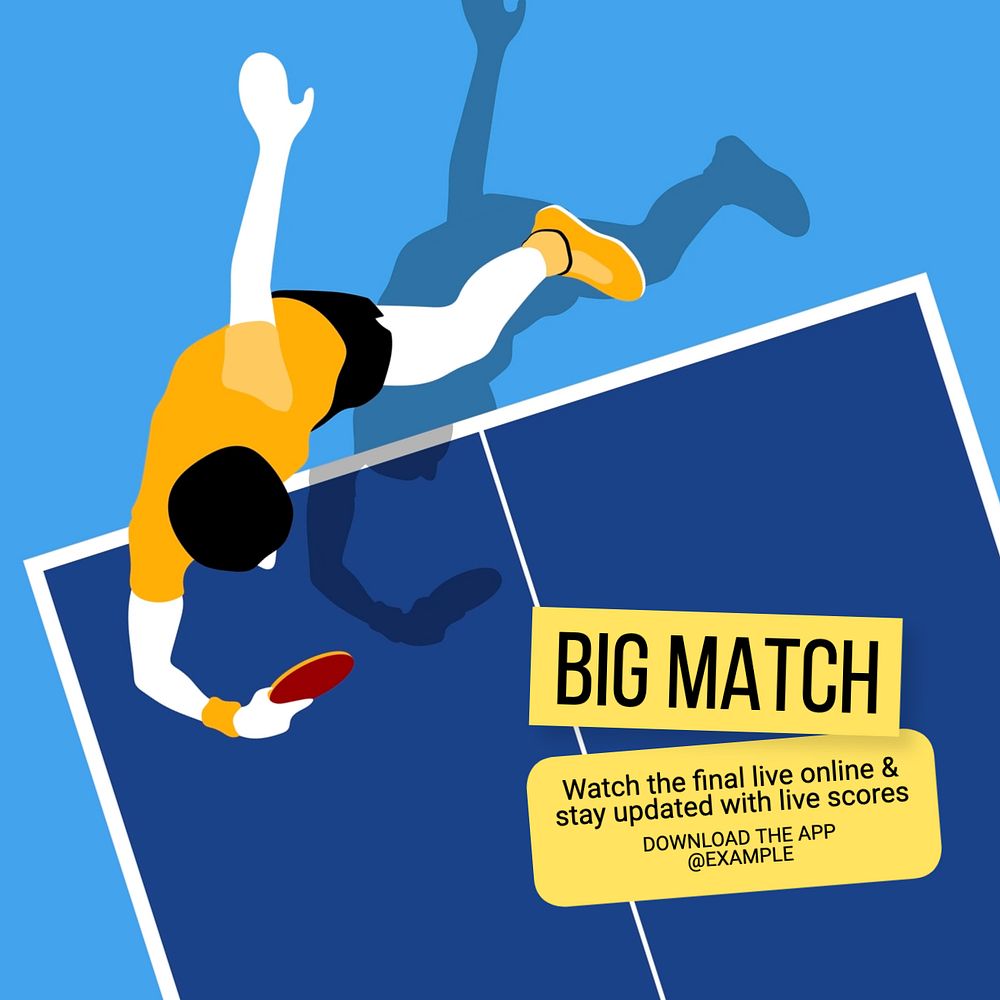 Live big match Instagram post template, editable text