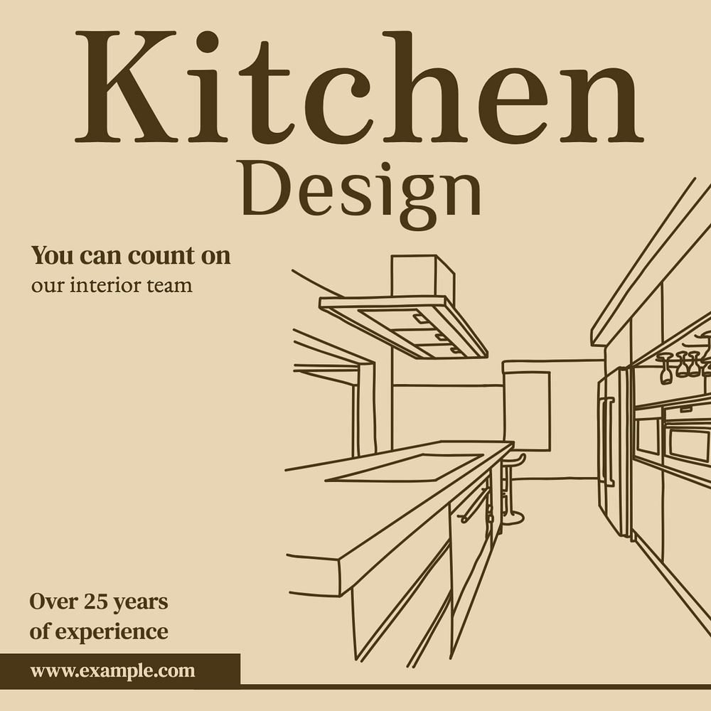 Kitchen design Instagram post template, editable text