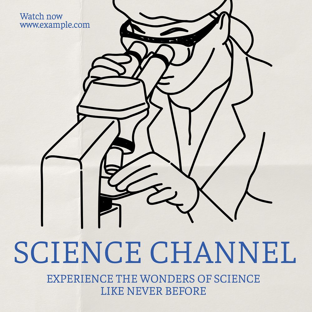 Science channel Instagram post template, editable text