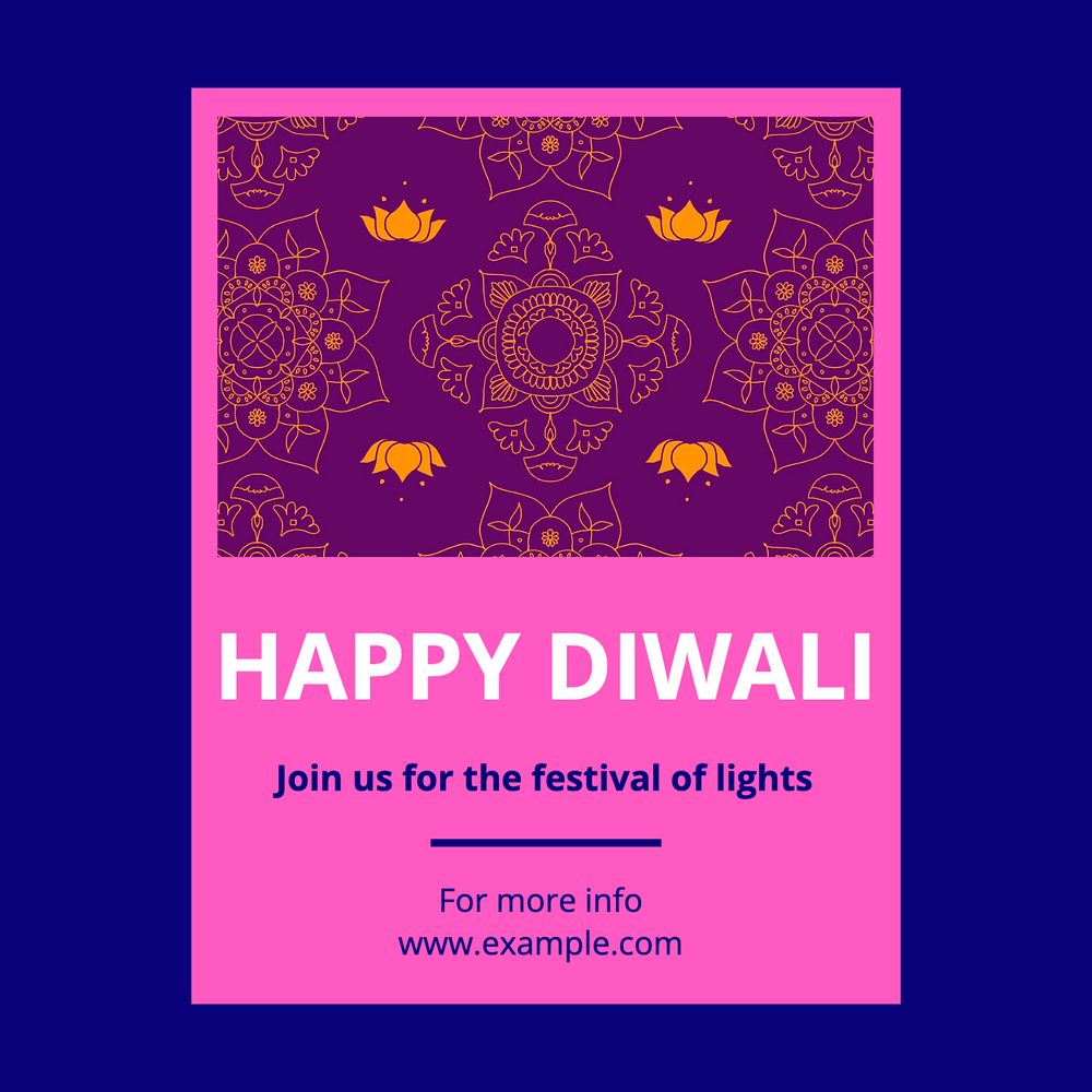 Happy Diwali Instagram post template, editable text