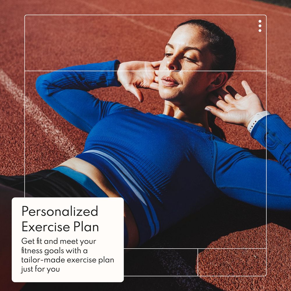 Personalized exercise plan Instagram post template, editable text