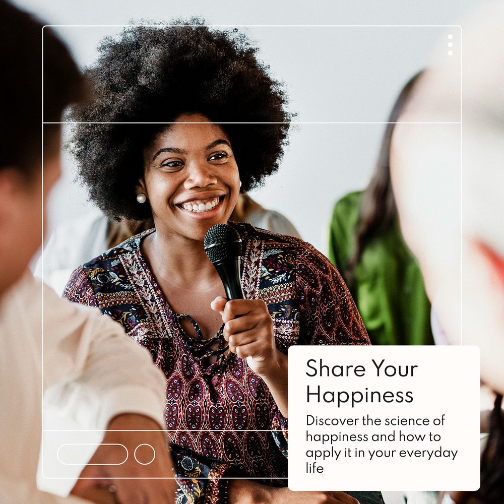 Share your happiness Instagram post template, editable text