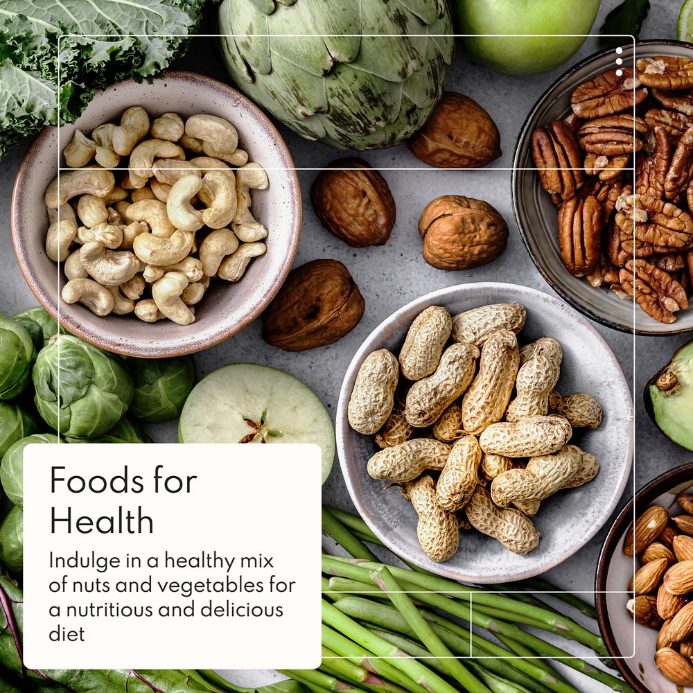 Foods for health Instagram post template, editable text