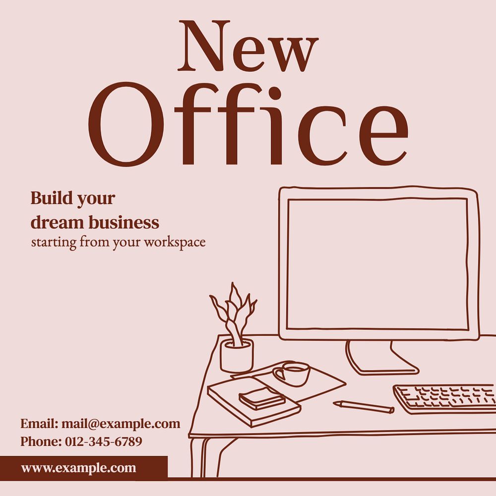 New office Instagram post template, editable text