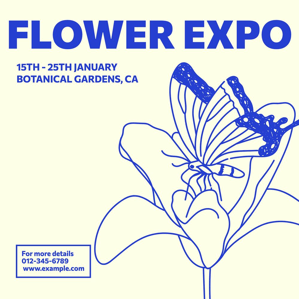 Flower expo Instagram post template, editable text