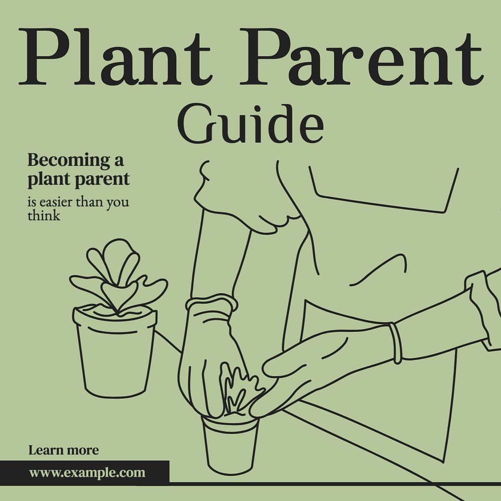 Plant parent guide Instagram post template, editable text