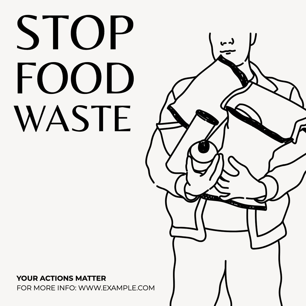 Stop food waste Instagram post template, editable text