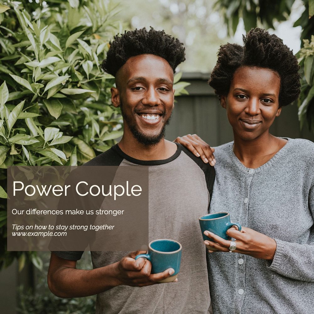 Power couple Instagram post template, editable text