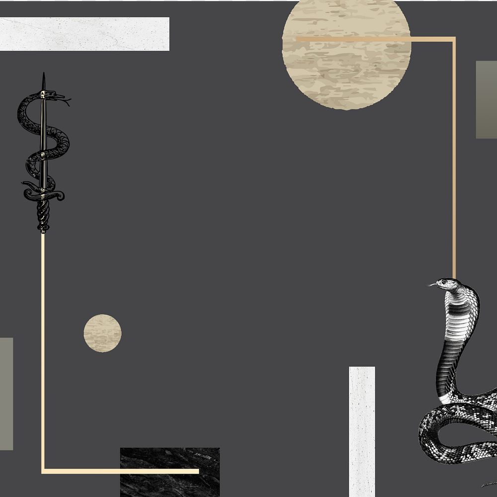 Black background, editable abstract snake frame