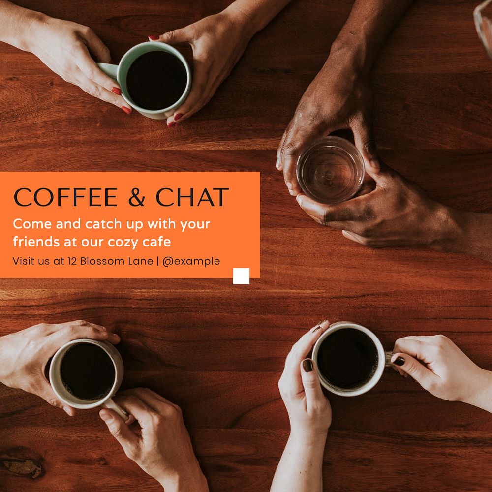 Coffee & chat Instagram post template, editable text