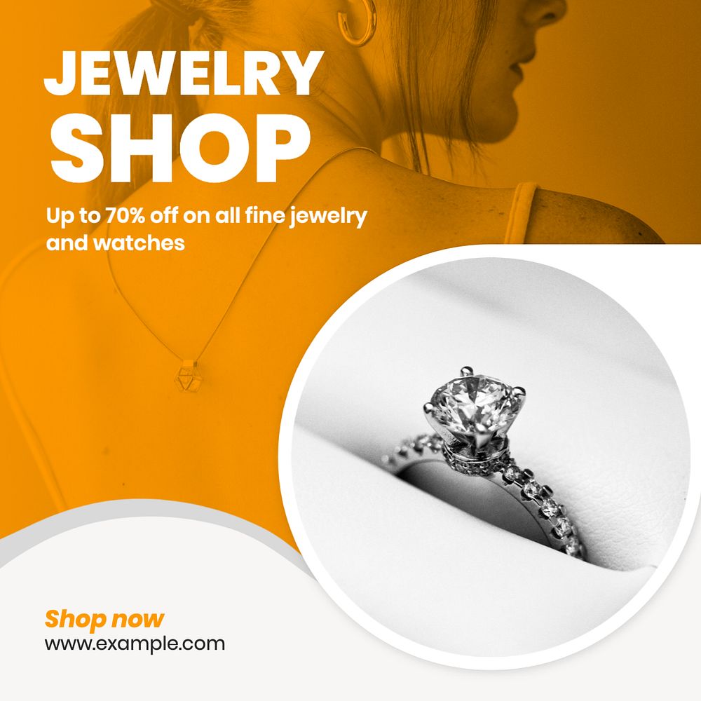 Jewelry shop Instagram post template, editable text