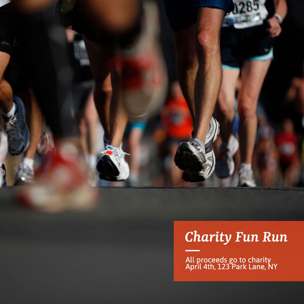 Charity run Instagram post template, editable text