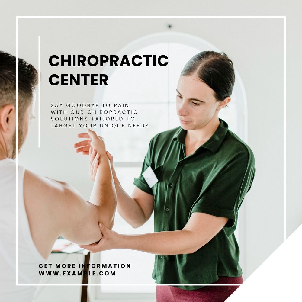 Chiropractic center Instagram post template, editable text