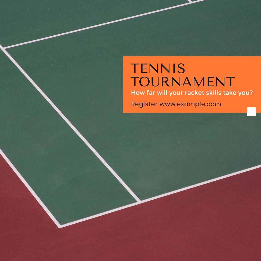 Tennis tournament Instagram post template, editable text