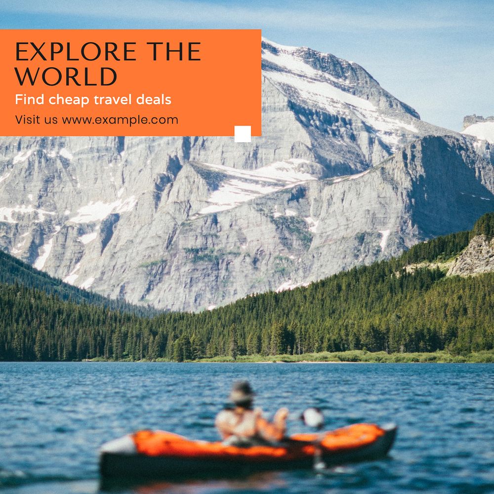 Explore the world Instagram post template, editable text