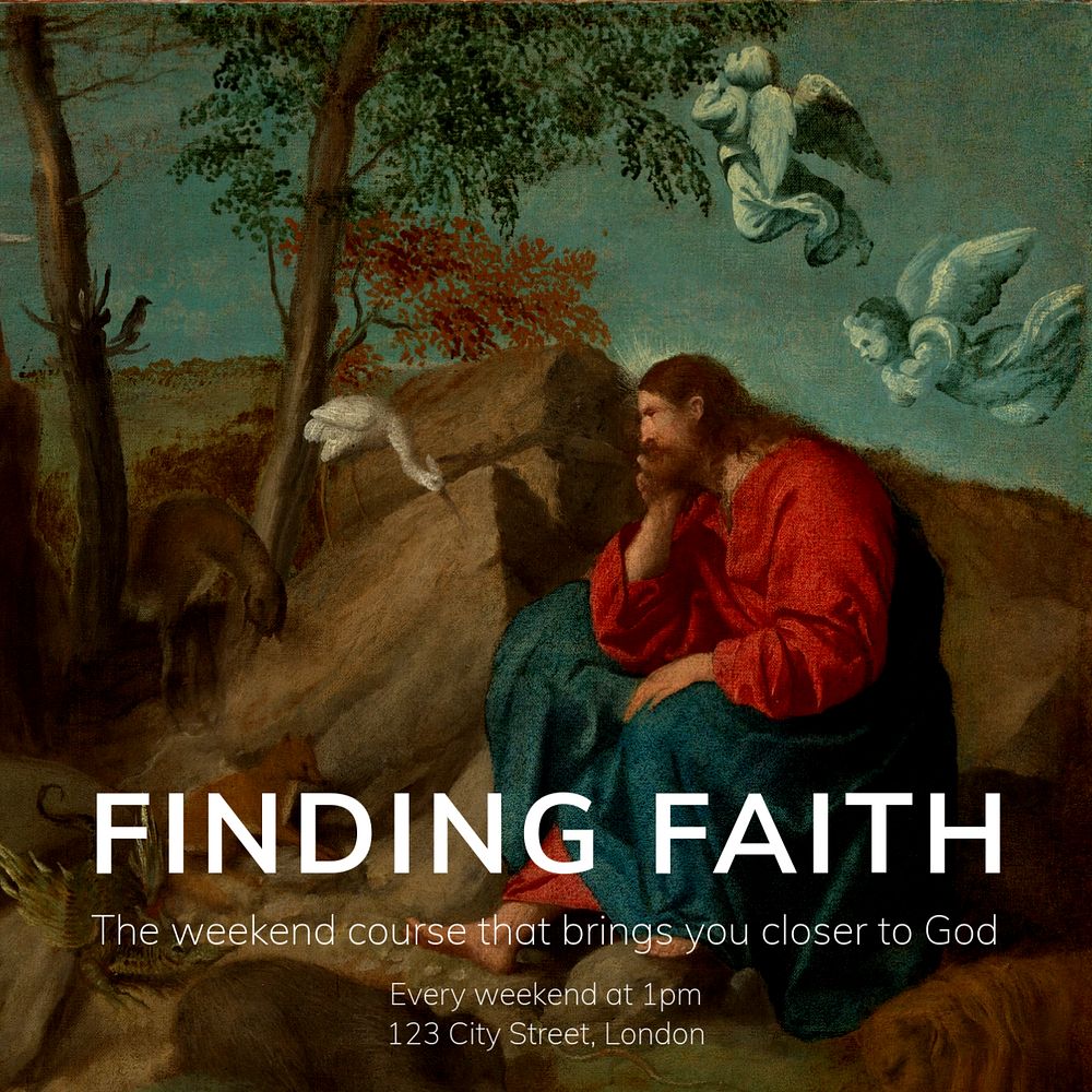 Finding faith Instagram post template, editable text