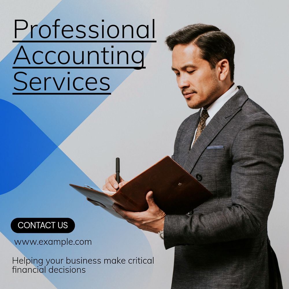 Professional accounting services Instagram post template, editable text