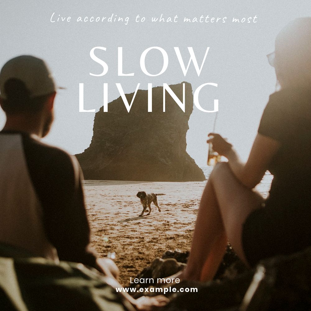 Slow living Instagram post template, editable text