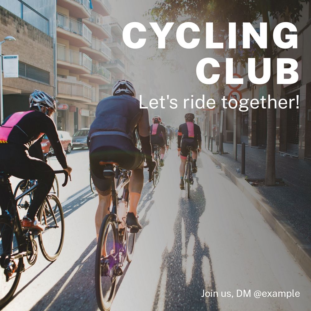Cycling club Instagram post template, editable text