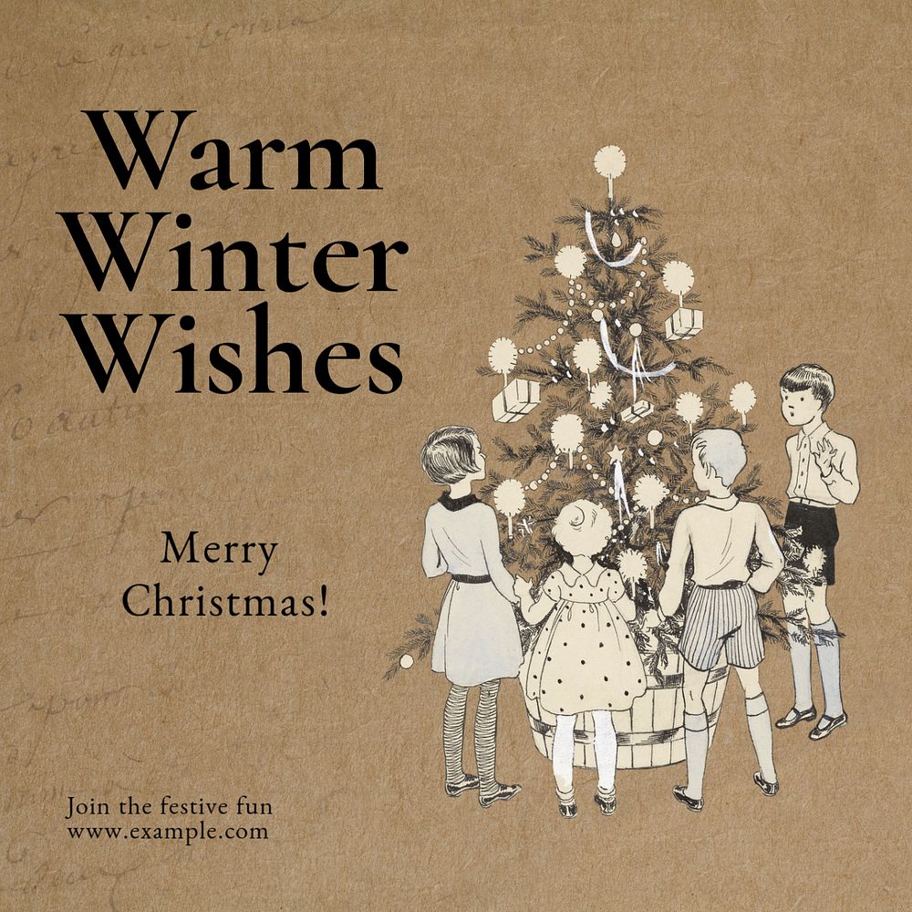 Merry christmas Instagram post template, editable text