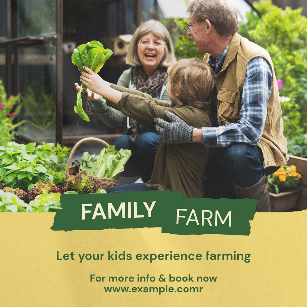 Family farm Instagram post template, editable text