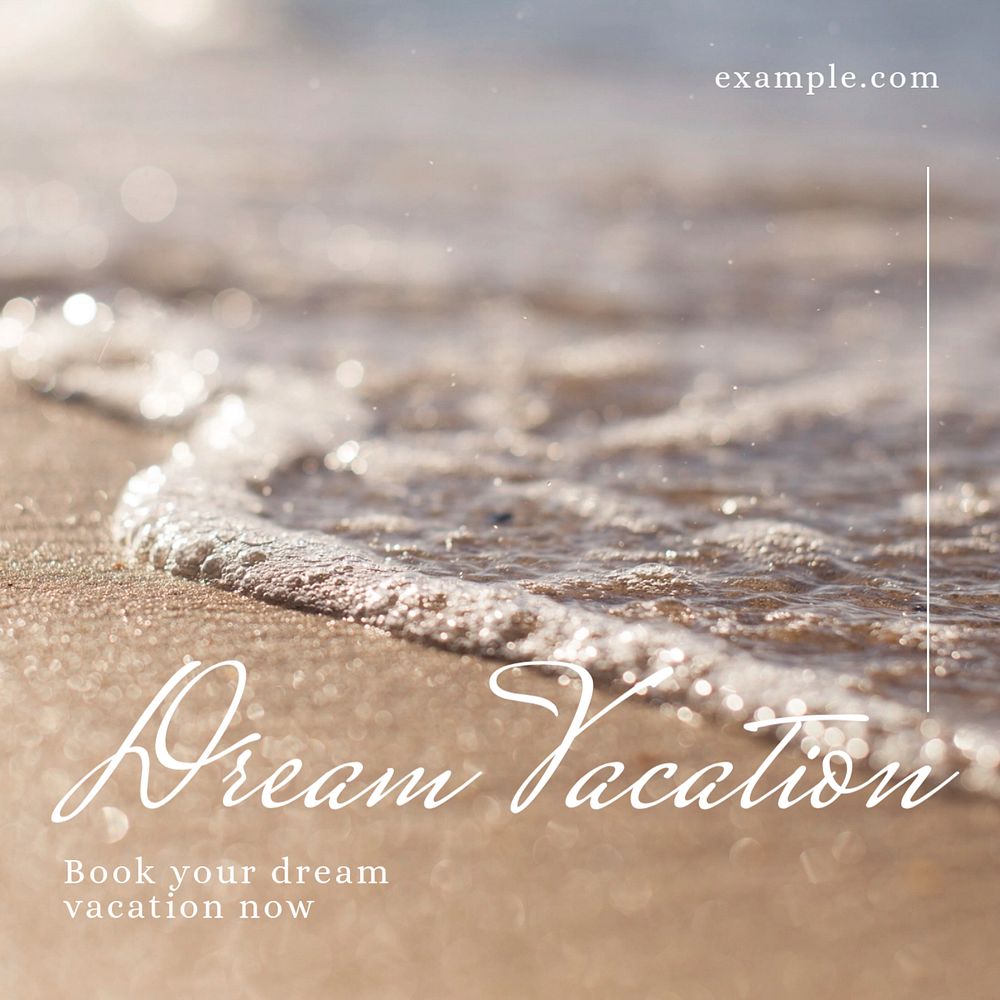 Dream vacation Instagram post template, editable text