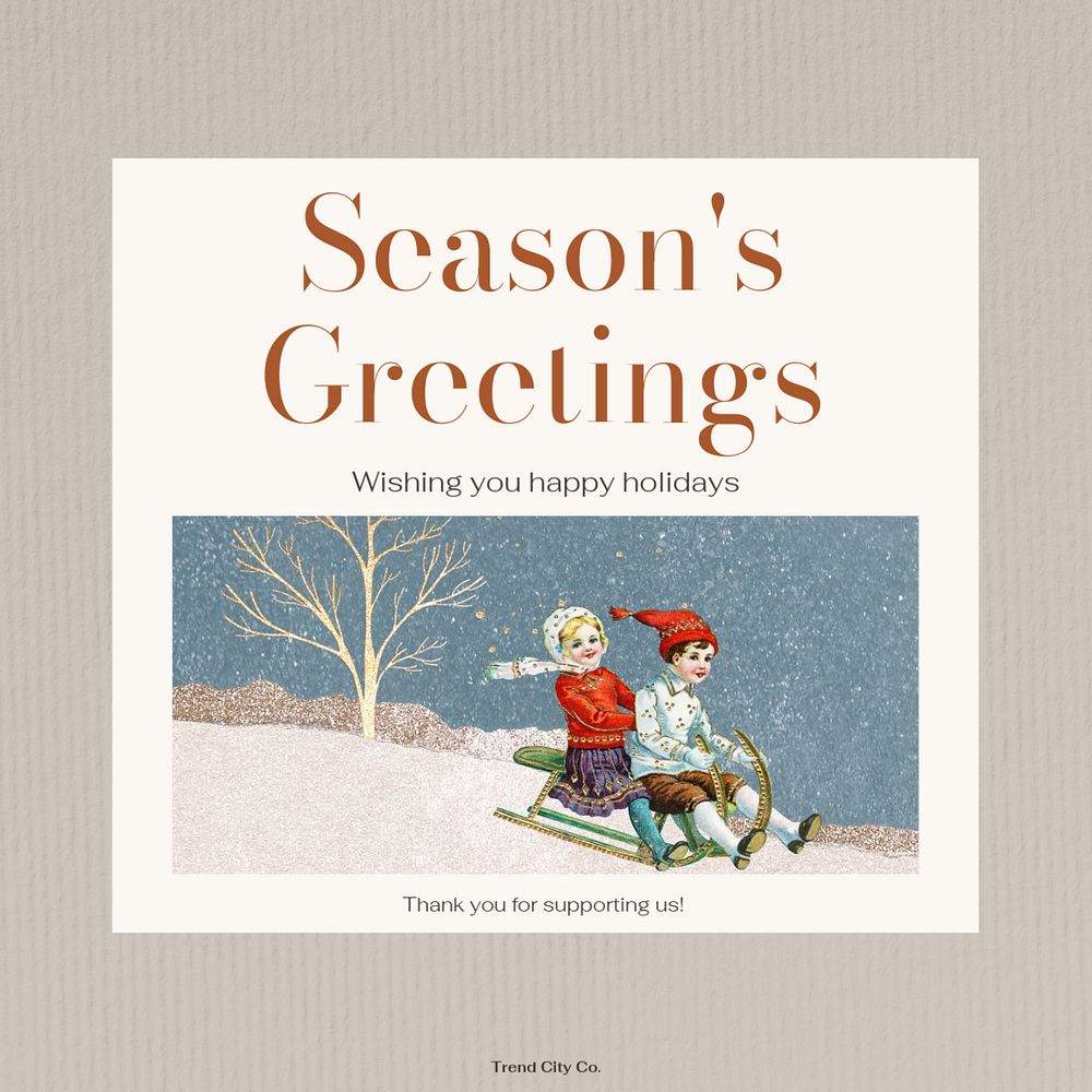 Season's greetings Instagram post template, editable text