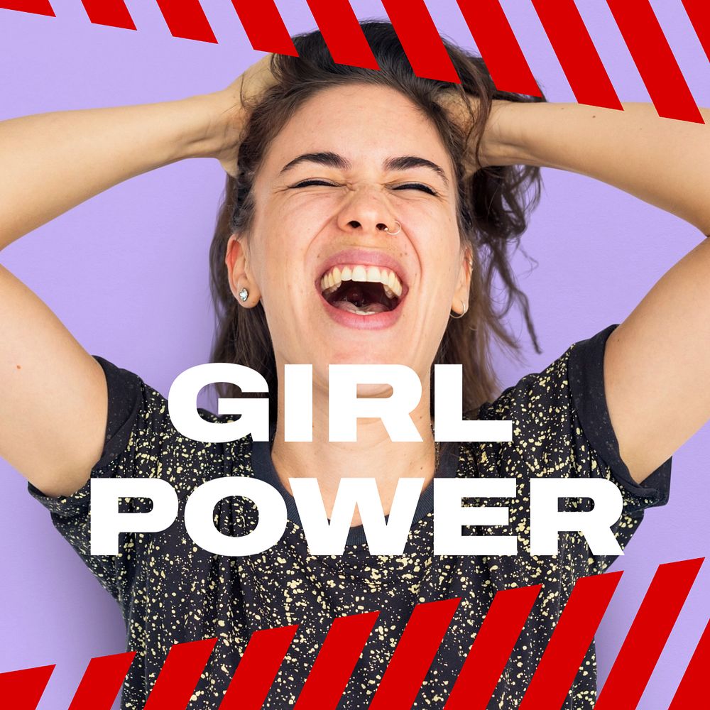 Girl power Instagram post template, editable text