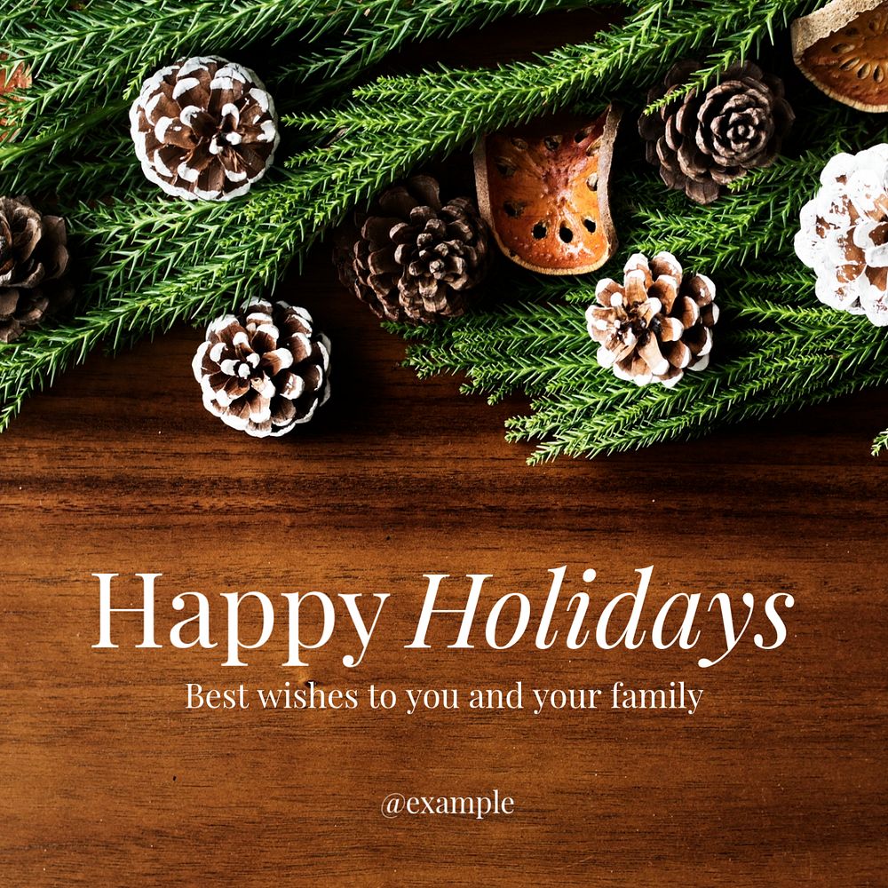 Happy holidays Instagram post template, editable text