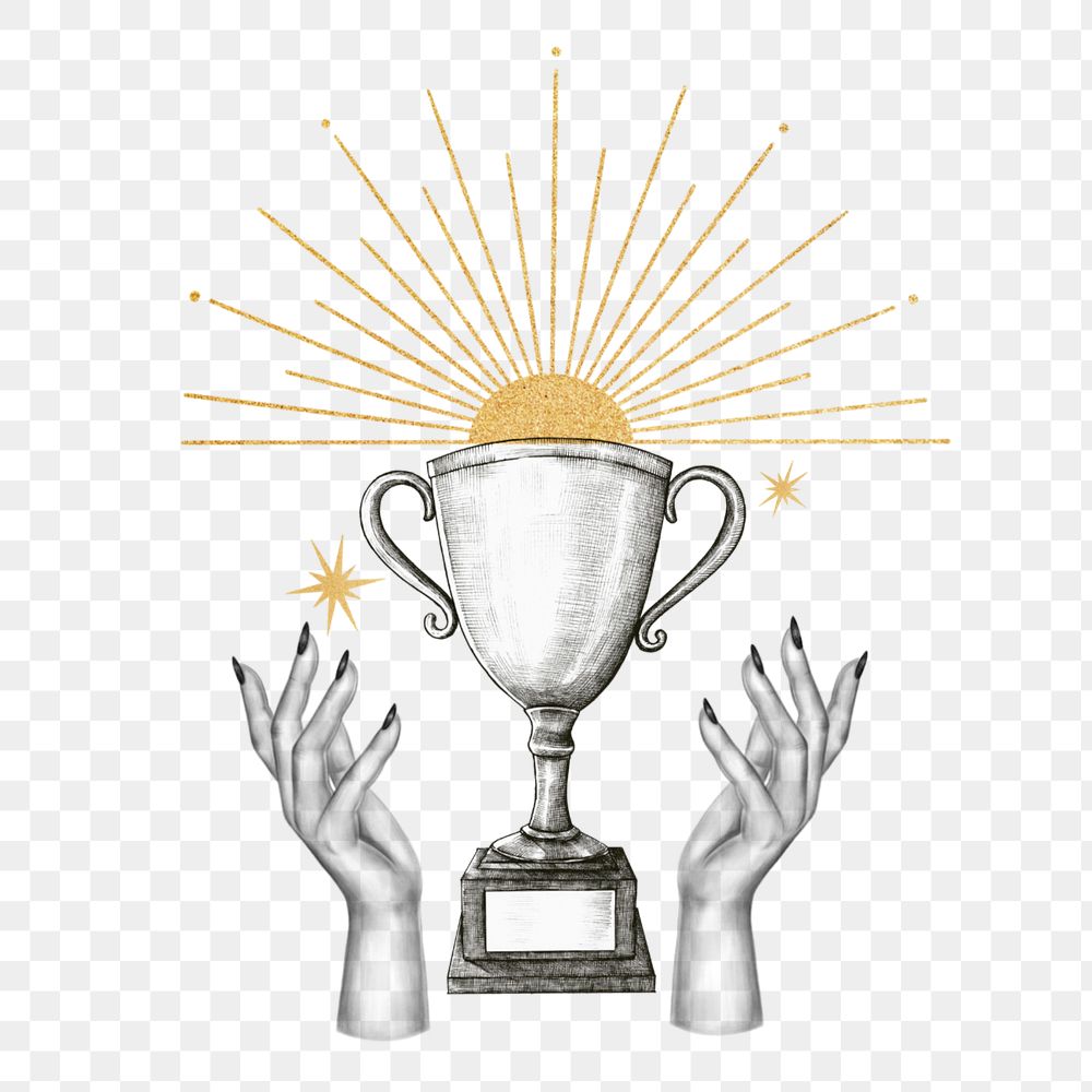 Png trophy illustration, spiritual editable design remix, transparent background