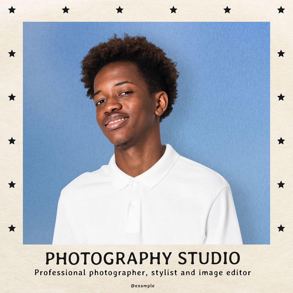 Photo studio Instagram post template, editable text