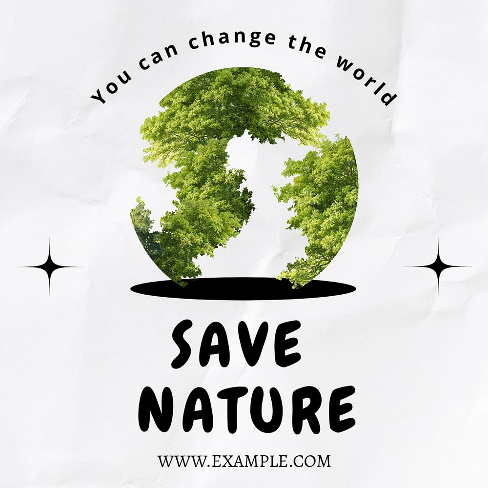 Save nature  Instagram post template, editable text