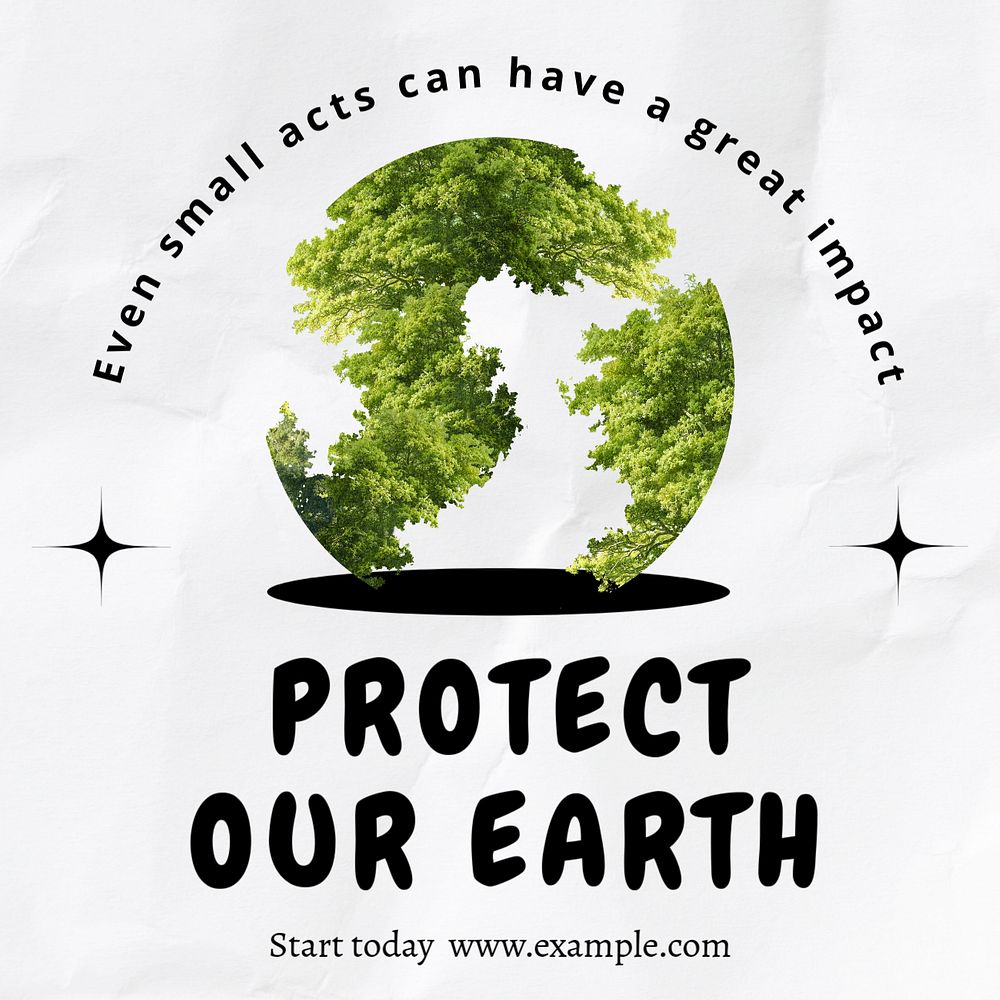 Protect our Earth Instagram post template, editable text