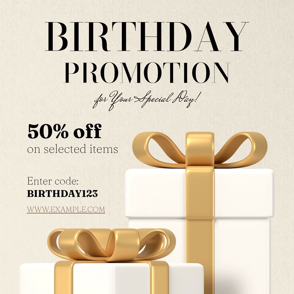 Birthday promotion Instagram post template, editable text