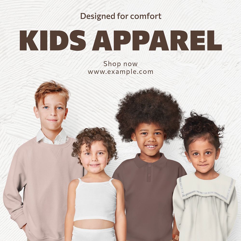 Kids apparel Instagram post template, editable text