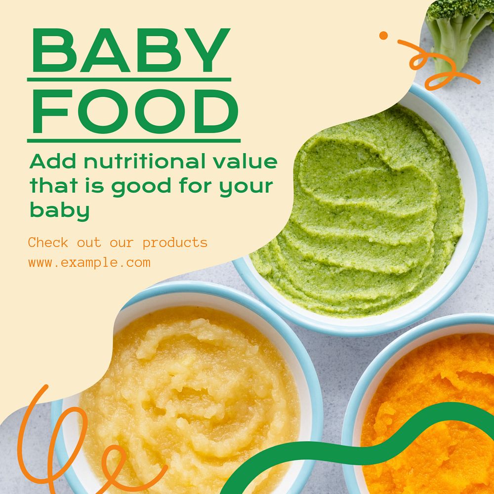 Baby food Instagram post template, editable text