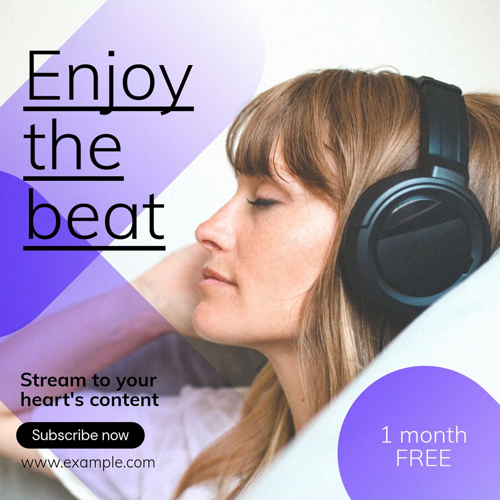 Music streaming Instagram post template, editable text