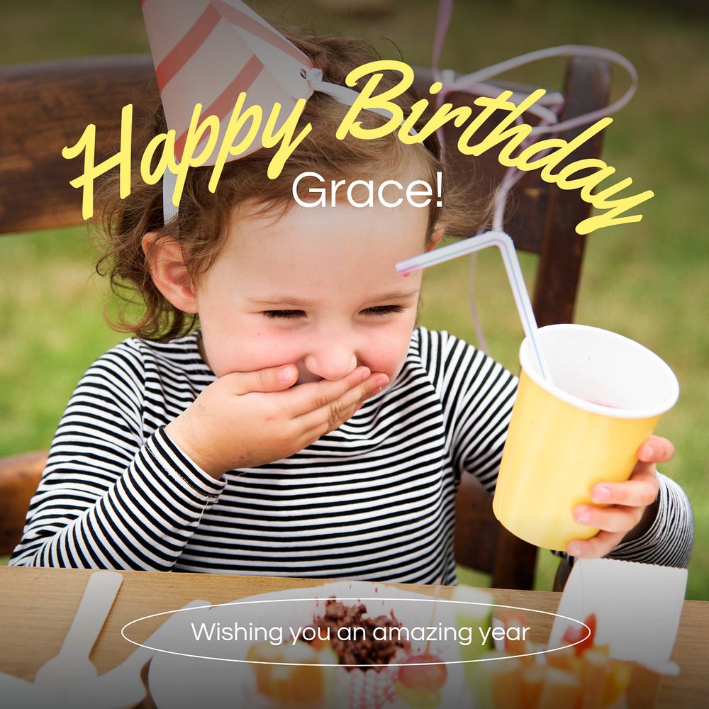 Happy birthday Instagram post template, editable text