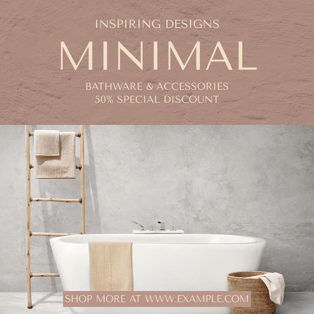 Bathroom design Instagram post template, editable text