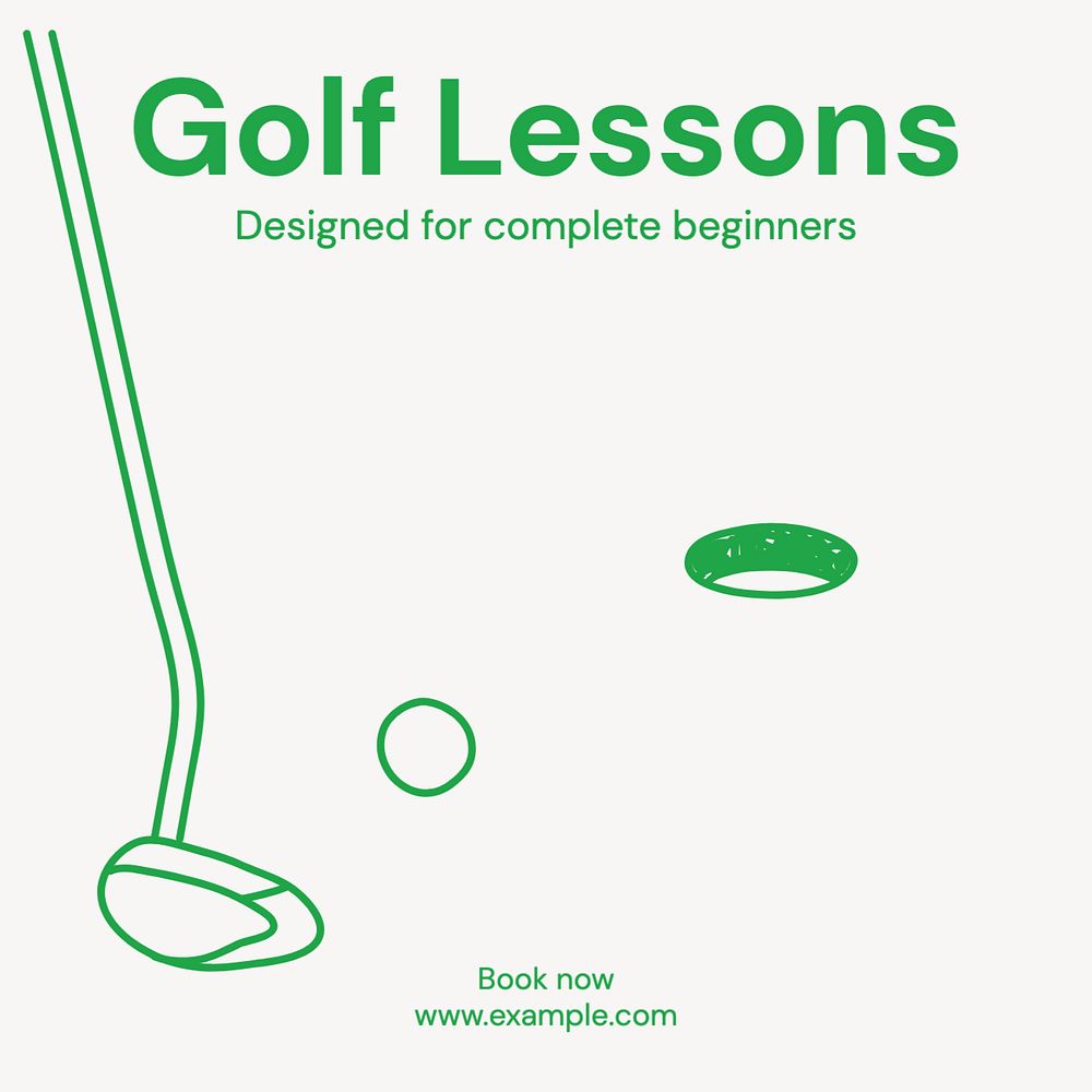 Golf lessons Instagram post template, editable text