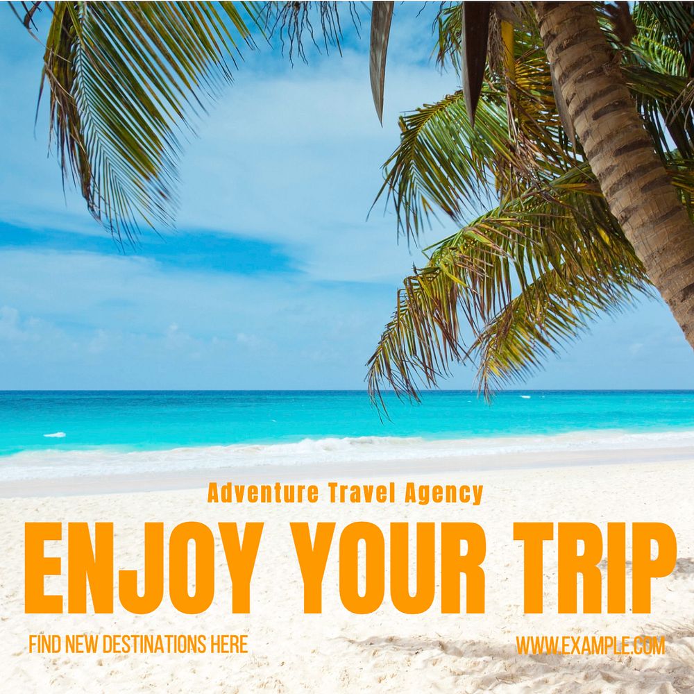 Enjoy your trip Instagram post template, editable text