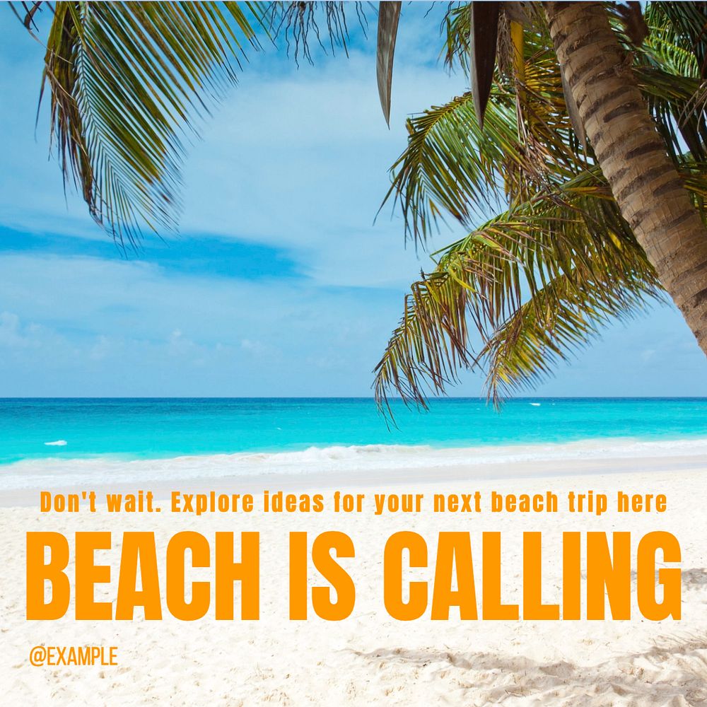 Beach is calling Instagram post template, editable text