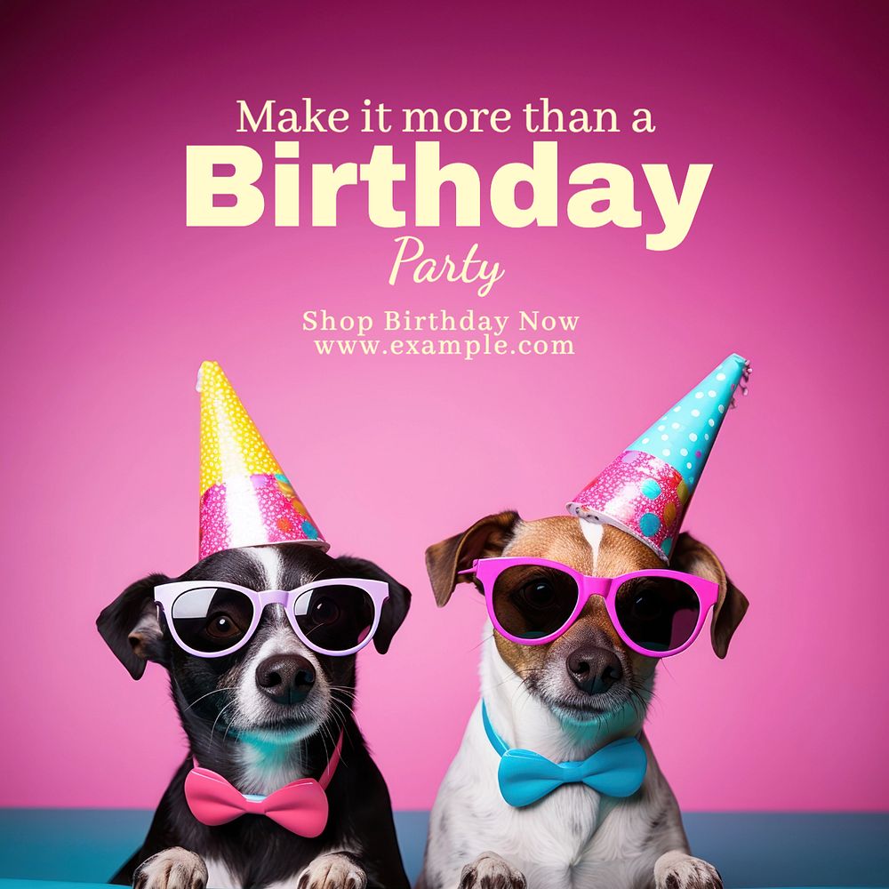 Birthday party Instagram post template, editable text