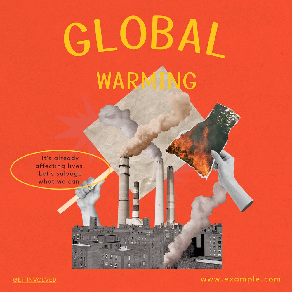 Global warming Instagram post template, editable text