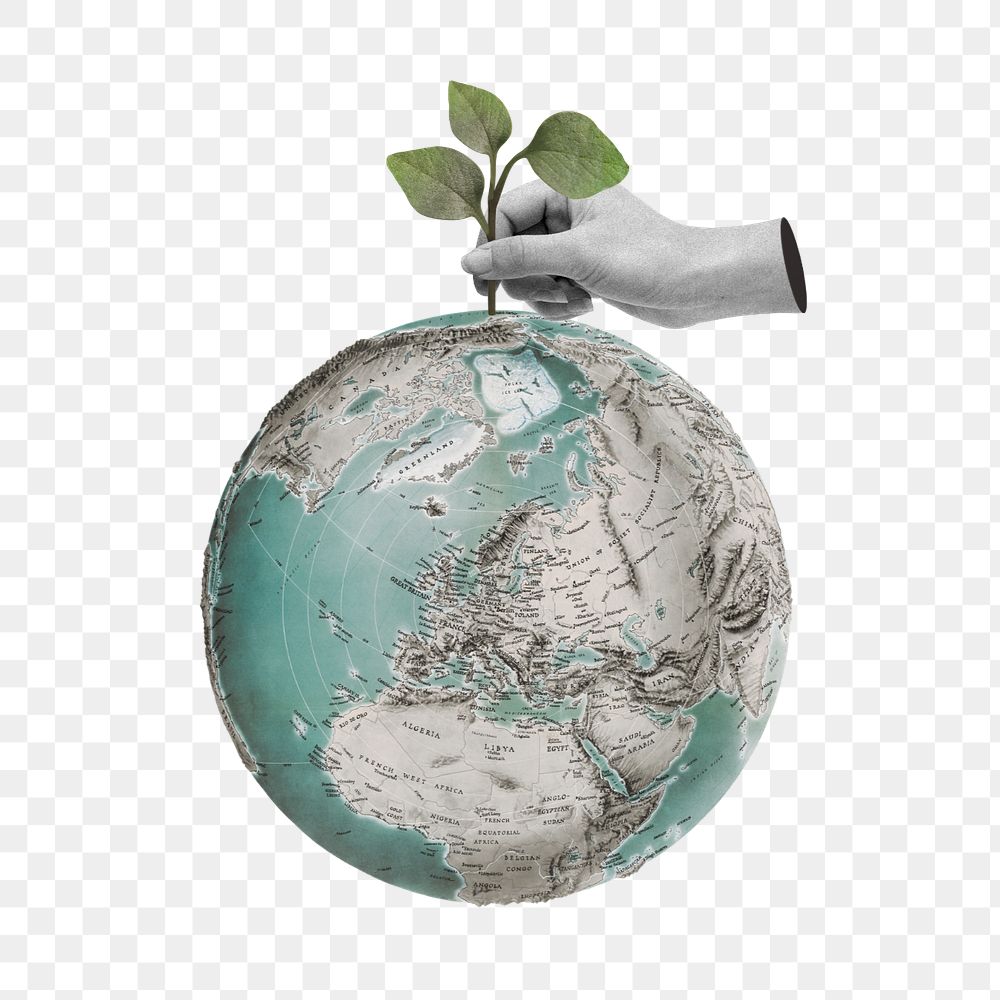 Planting on globe png, environment editable remix